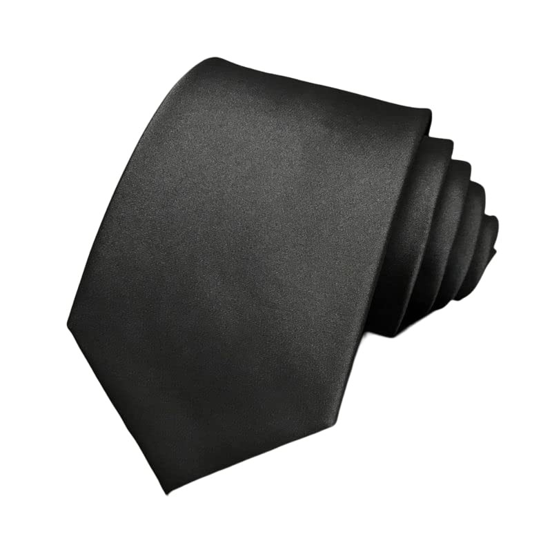 NECOTIA Brand, One-Touch Attachment Necktie, Matte Black, Plain (2.0 inches