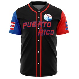 Men's #9 Puerto Rico World Game Classic Baseball Jersey Shirts Stitched, Black L