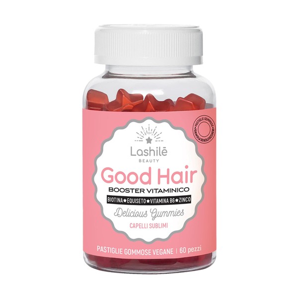 Lashilè Good Hair Hair Beauty Supplement with Biotin, Vitamin B6 and Zinc, Sugar-Free, 60 Gummy Tablets 1 Month Treatment
