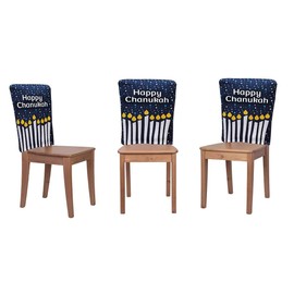 Zion Judaica Hanukkah Décor Chair Covers Stretch Micro-Fiber - Set of 3 - Fits Most Chairs and Armchairs Chanukah Party Decorations