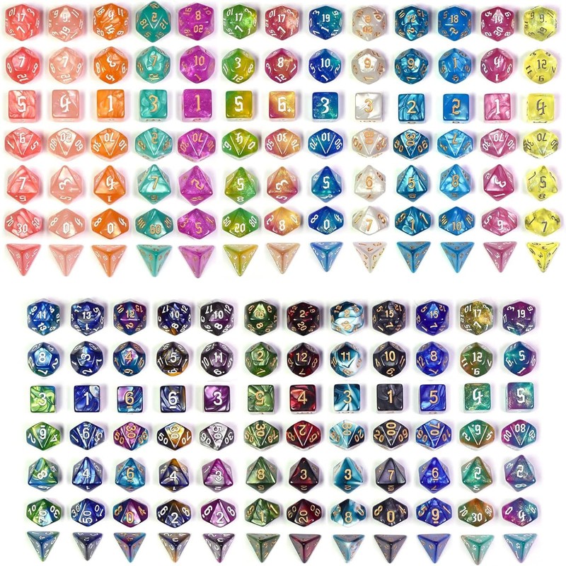 Cusdie 175-Piece Acrylic Dice Set - 25 Colorful Sets with