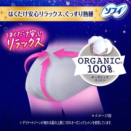 Sofy Super Sleep Panties, Organic Cotton, ML Size, For Especially Large Nights, 7 Packs x 2 Packs (14 Pieces) (Sanitary Supplies, Shorts-Shaped Napkins)