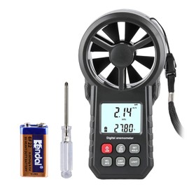 Digital Anemometer Portable Air Flow Meter CFM Meter for HVAC Fan/Shooting/Drone Wind Gauge Airflow Speed Meter with Wind Temperature/Humidity Sensor Black