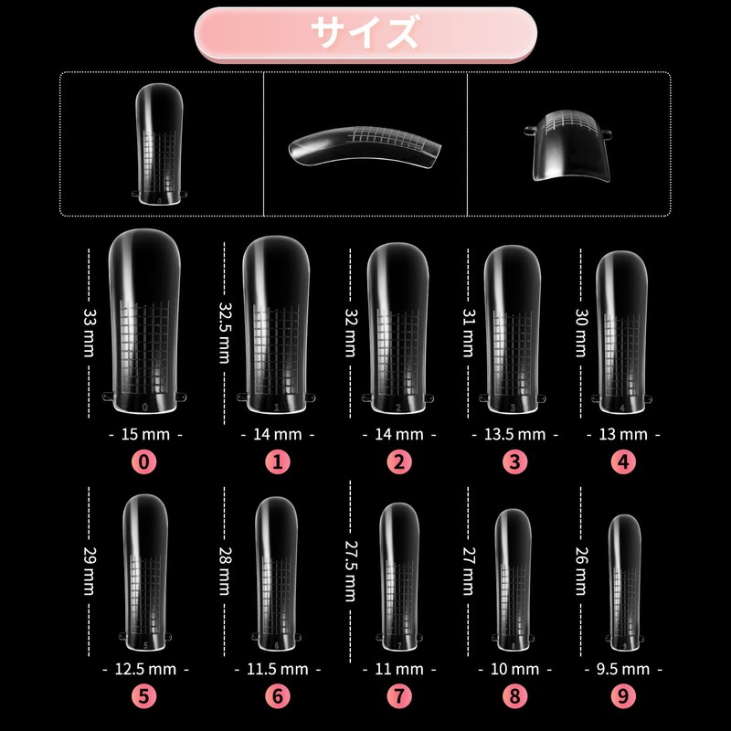 Annhua Foam Tips, Nail Foam, 10 Sizes, Pack of 100,