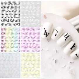 DFsucces 6 Pcs Alphabet Stickers English Letters Logo Glitter Upper and Lower Case DIY Rainbow Laser Gradient (6 Styles)