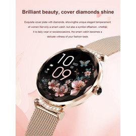 SHINRAN Health Smart Watches for Women, Fitness Tracker Watch, IP68 Waterproof Running Smartwatch Android Phone with Blood Pressure Heat Rate Sleep Monitor Digital Step Tracker, Rose Gold