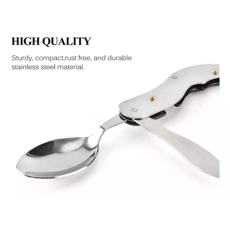 Camping Range Cubiertos Plegables Campismo Senderismo Viaje Navaja 4 En