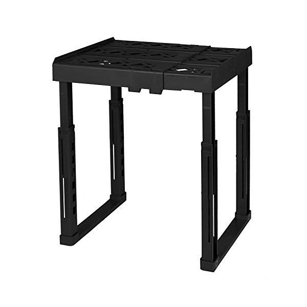 Tools for School Locker Shelf with Adjustable Width 8" - 12 1/2" and Height 9 3/4" - 14". Stackable and Heavy Duty. Ideal for School, Work and Gym Lockers (Black)