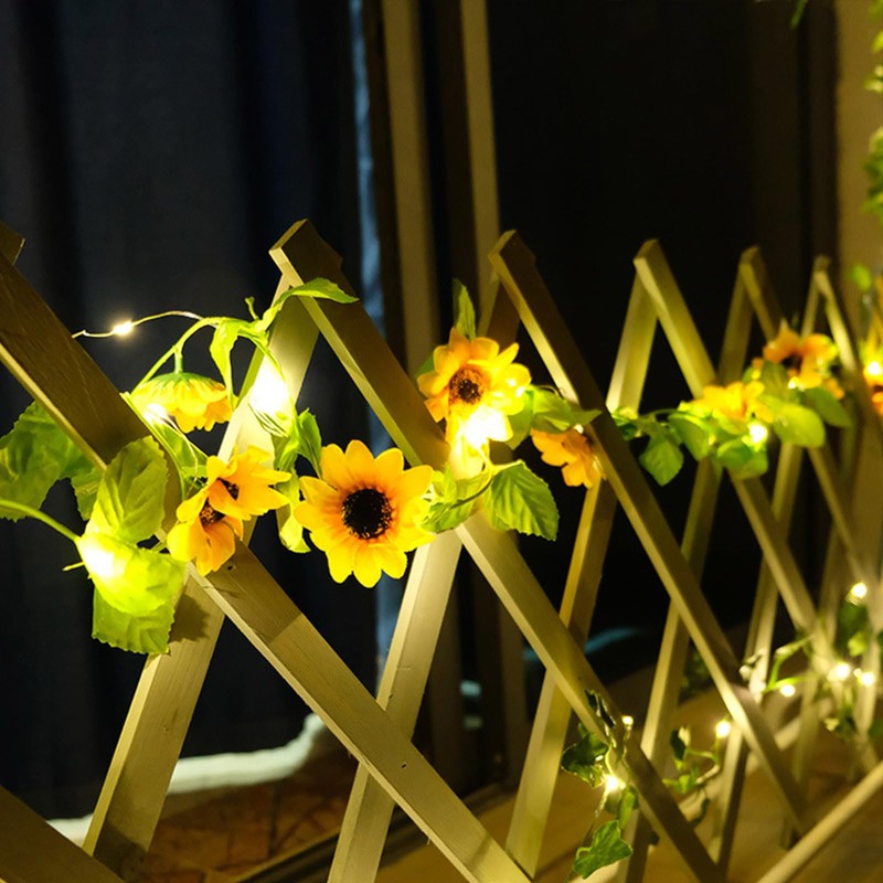 Sothuba Solar Sunflower String Lights Outdoor Waterproof, 16FT 50LED Artificial