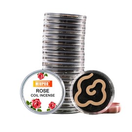 Miupoo Rose Coil Incense, Each Cloud Shaped Coil Incense Comes with A Outdoor travel Portable Incense Rack, Pack of 20 Pieces Rose Incense Coils, One Coil Incense Burn for Approxi Aroma 1 Hour.