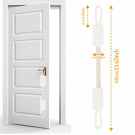 LANZLC Door Cord Clamp Protection Set of 2 Door Rope Latch Door Stopper Ropes Clamping Protection for Doors Door Cord White Door Cords Door Handle Protection 60 cm for Protection of Fingers and Pets,