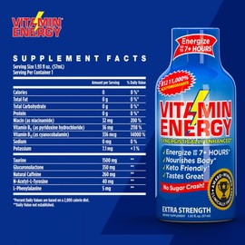 Vitamin Energy B12 Energy Shots | Natural Healthy Energy & Focus Drink | Sugar-Free Carb-Free Supplement | Vitamins B6, B12 | Energize up to 7+ Hours | Acai Pomegranate - 1.93 fl oz - Pack of 24