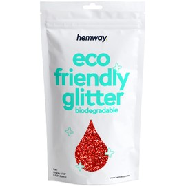 Hemway Eco Friendly Biodegradable Glitter 100 g / 3.5 oz Organic Cosmetic Safe Sparkle Vegan for the Face, Eyeshadow, Body, Hair, Nail and Festival Make-Up, Craft - 1/40 Inch 0.025 Inch 0.6 mm - Red
