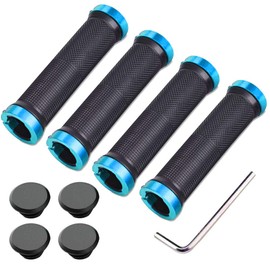 Aiqeer 2 pairs of bicycle handlebar grips, rubber bicycle grips, ergonomic bicycle grips, non-slip design, suitable for all weather conditions (blue)