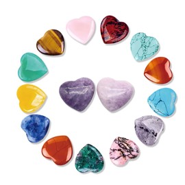 OHREN 15 Stück Herz Stein Heilung Kristall Edelsteine für Liebhaber, Liebesherz Natürliche Kristalle Steine für Meditation, Chakra, Reiki, Energieausgleich, Balancing, Valentinstag (Bunte)