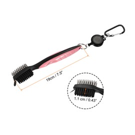 PATIKIL Golf Club Brush, 2Ft Extension Cord Golf Club Groove Cleaner with Retractable Cleaning Nails Double Brush Head and Ergonomic Grip, Pink