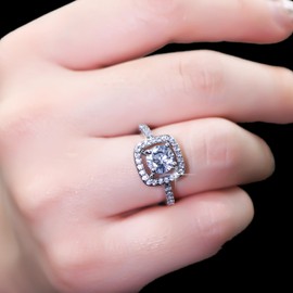 JWLY-004 Women's Silver Zircon Large 1 Carat Surprise Proposal Presentation Jewelry Box Included, Metal