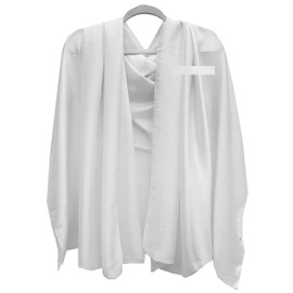 GFM® 100% Silk Scarf Shawl - for Evening Wedding Bridesmaids (White Shiny) (FS-88-SLK100-I-SFD)