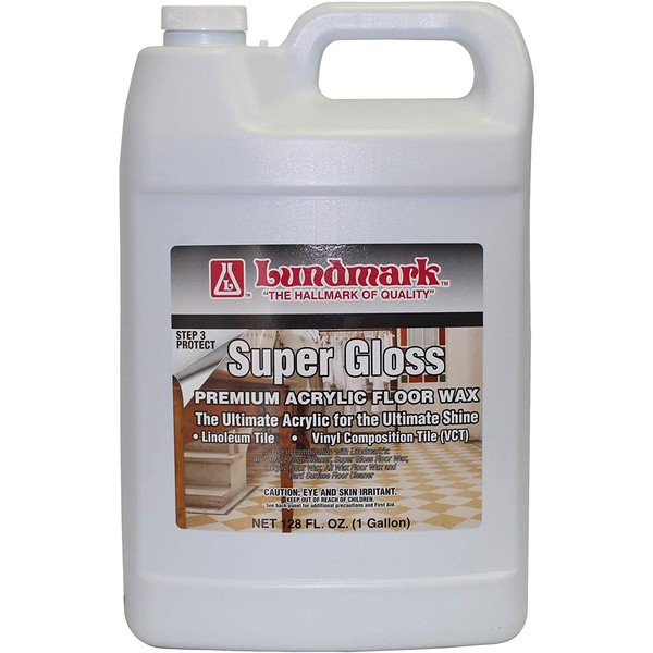 Lundmark Super Gloss Acrylic, Extra Heavy-Duty Hard Finish Floor Wax, 1-Gallon, 3202G01-2