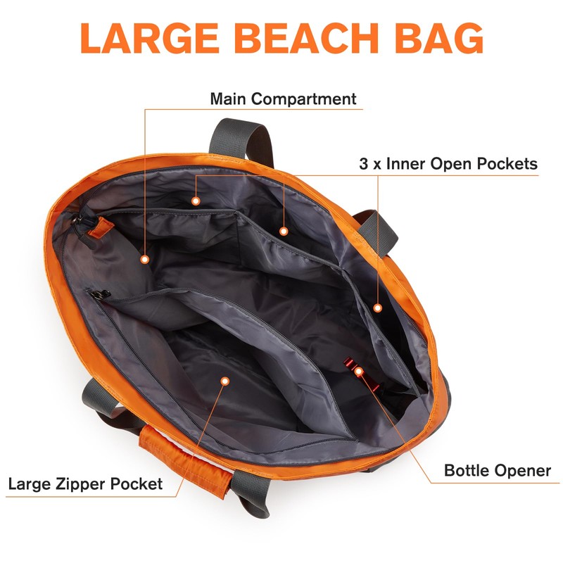 G4Free Large Beach Bag for Women Waterproof Sandproof Beach Tote