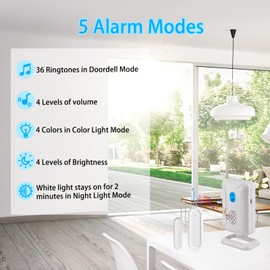 GREENCYCLE Wireless Door Open Chime (Operating Range - 918FT,36 Chime Tunes,4 Volume Levels,LED Flashing Light) 1 Magnetic Door Alarm Sensor, 1 Receiver Battery Operated