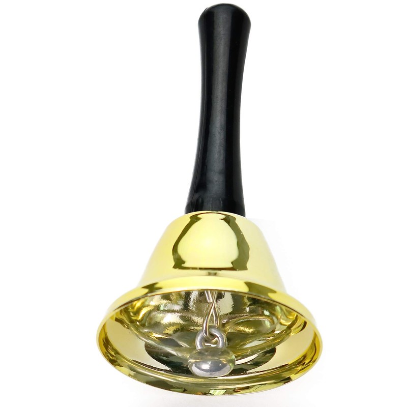 Skeleteen Gold Ringing Hand Bell - Loud Metal Handheld Ring