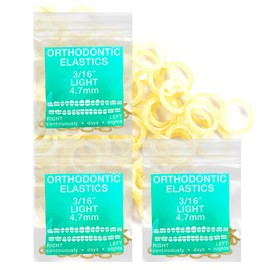 Latex Amber 3 Packs 300 counts 3/16inch LIGHT 4.8mm Intraoral Elastic Bands Unimedic Orthodontic Elastics Dental Rubber Bands Made in US [3/16inch (4.8mm) Light(2.5oz)]