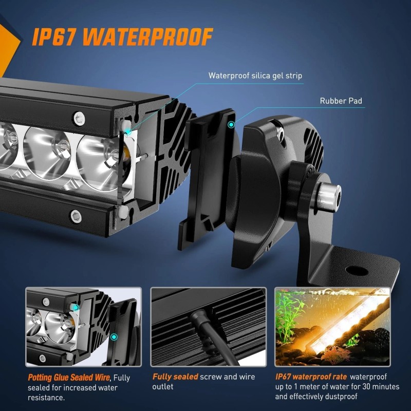 Nilight 31 Inch Amber Single Row Led Light Bar Super