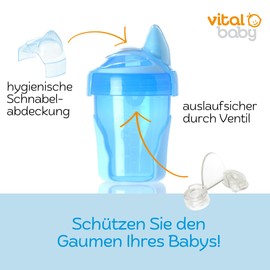 Vital Baby Baby's First Drinking Cup/Leak-proof Cup with Soft Spout and Non-Slip Base 120 ml - Sippy Cup for Babies and Toddlers - from 4 Months