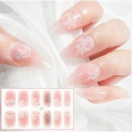 Nail Parts: Stone Nail Sticker, Flower Cherry Blossoms, White Petals, Floral Pattern, Nail Stickers, Flower Cherry Blossoms, White, Spring Transparent, Set of 5