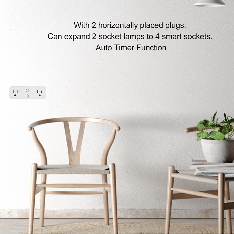 Power Strip WiFi BLE Remote Control Dual Sockets Receptacle 10A