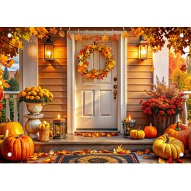 SJOLOON Fall Backdrop Fabric Thanksgiving Day Backdrop with Pumpkin for Party Decoration Photography 12813 (82x59in)