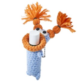 macaroni edge Mascot Lip Case Monster Key Chain Lip Cover Storage Korean Miscellaneous Goods Handmade, twin tail/blue