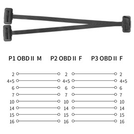 YAODHAOD OBD2 Splitter Y Cable 30 cm, 1 to 2 OBD-II Adapter Plug, Double OBD Connector for Diagnostic Devices, Chip Tuning & Vehicle Monitoring