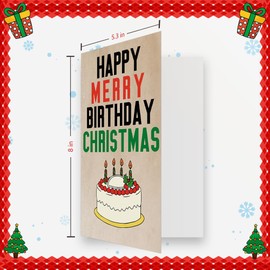 OJsensai Merry Christmas Birthday Card for Anyone, Happy Birthday Xmas Gifts for Women Men, Funny Friends December Bday Decorations