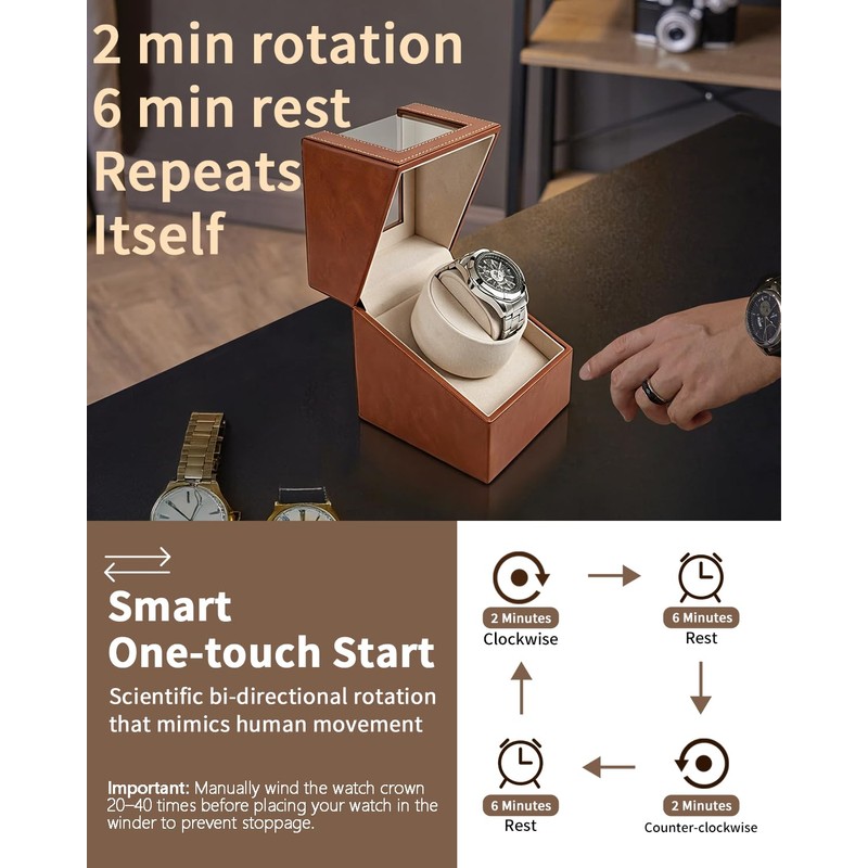 UnaMela Watch Winder for Automatic Watches: Automatic Single Watch Winder
