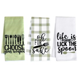 Ptwola 3 Pcs Funny Kitchen Dish Towel Absorbent Quick Dry Cloth Dishcloths Dish Tea Towels Reusable Bar Cleaning Dishcloths Decor for Bathroom Home Cooking Baking Decoration Housewarming Supplies