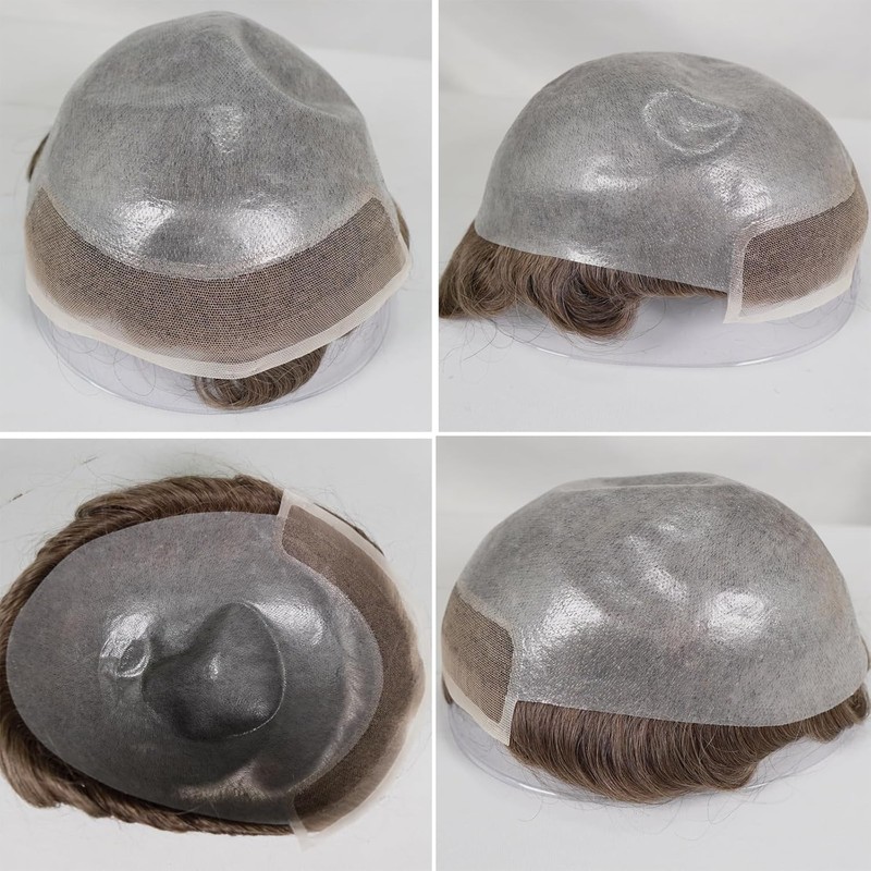 Voloria Men’s Toupee Lace Front 0.06mm PU Base Hairpiece Human