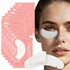 50 pares de parches de hidrogel 100% naturales para extensiones de pestañas, kit de mascarilla de maquillaje (rosa)