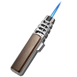 Kessainely Butane Torch Lighter,Windproof Refillable Kitchen Cooking Torch,Adjustable Flame Solar Beam Blow Torch with Safety Lock for Candle Camping BBQ (Not Included Butane Gas) (Brown)