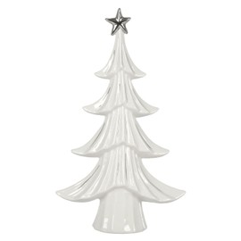 Mr Crimbo Christmas Tree Ornament Decoration White Ceramic Silver Star 30cm