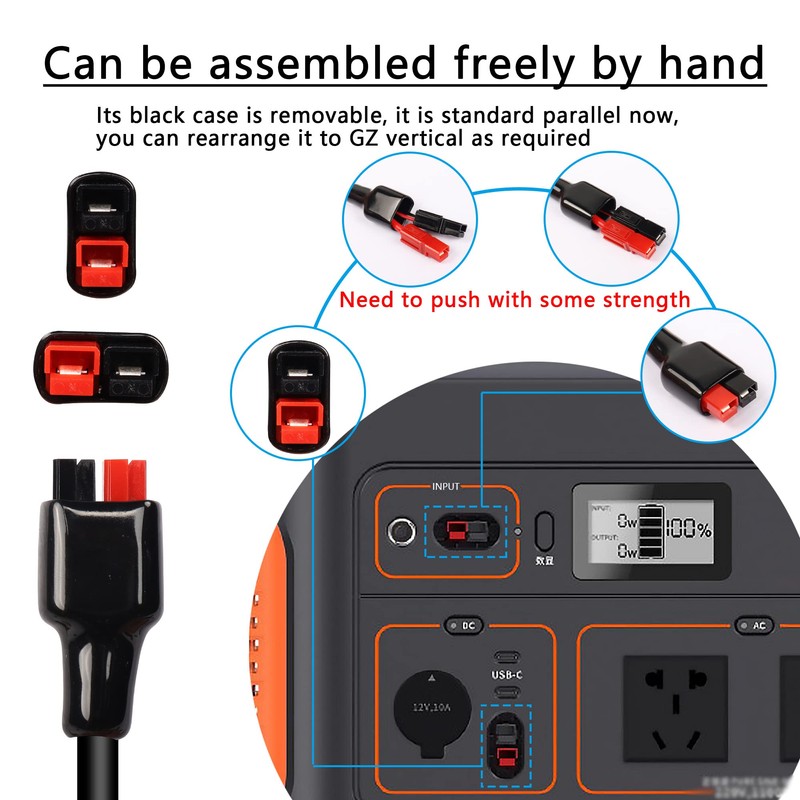 GINTOOYUN 2 Pack DC 8mm Cable with Solar Panel Connector