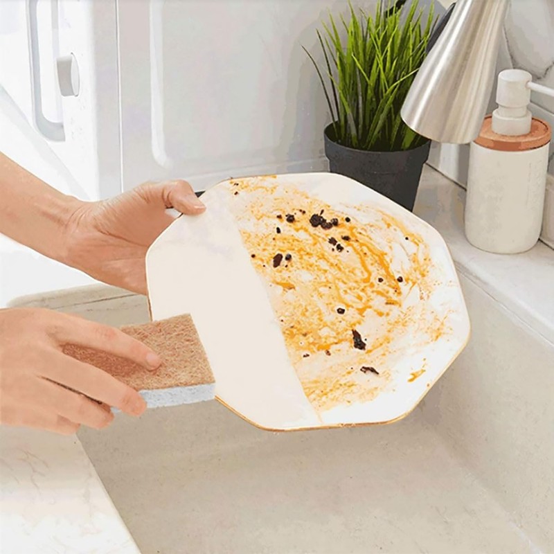 12 Pcs Natural Kitchen Sponge, Plant Based Non Scratch Scrub