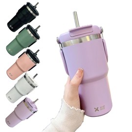 KONARO Tumbler, 20.3 fl oz (600 ml), Water Bottle, Includes Straw, Water Bottle, With Lid, Vacuum Insulated, Hot and Cold Insulated, Stainless Steel Bottle, Wide Mouth, Direct Drinking, Double Wall