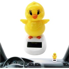 1Pc Yellow Solar Powered Dancing Chick Solar-Powered Car Charm Solar Bobblehead Chicken, Cartoon Bobble Head Chick Ornaments Figures Car Dashboard Car Dashboard Solar Power Kits Statues and Busts
