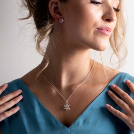 Dew Sterling Silver and Rose Gold Plate Tiger Lily Flower Necklace 18" 9083RG