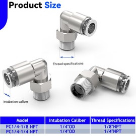 EterMutable 12Packs 1/4" OD Tube x 1/4" NPT Thread Nickel Plating Copper Elbow Push to Connect Fittings,Pneumatic Male Quick Connect Air Line Hose Fittings Accessories
