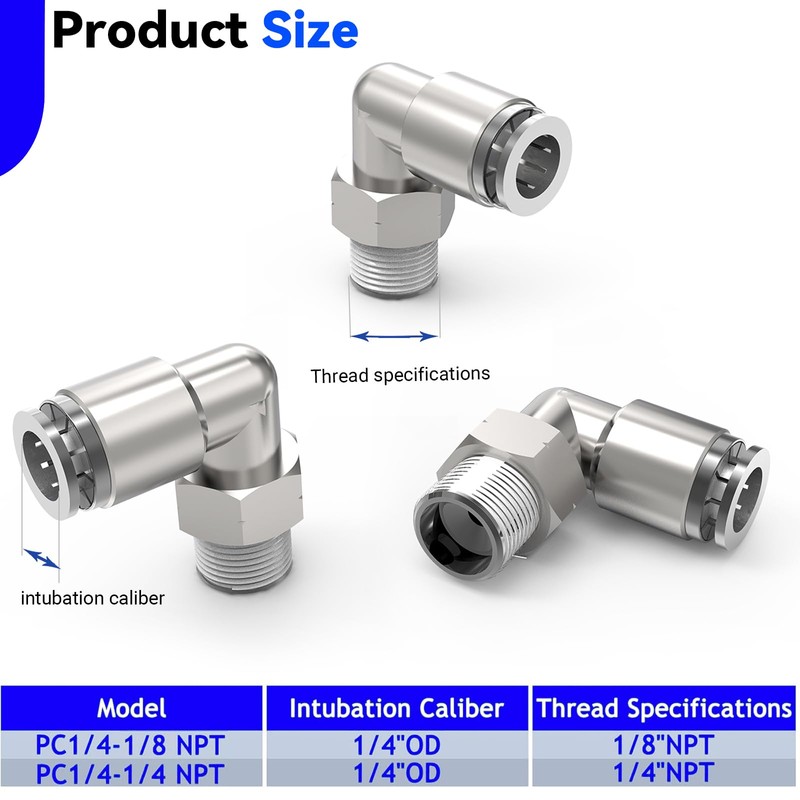EterMutable 12Packs 1/4" OD Tube x 1/4" NPT Thread Nickel