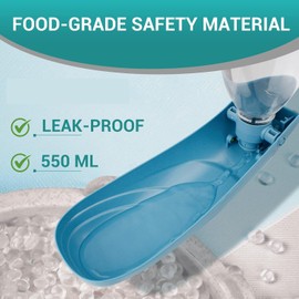 Dog Water Bottle 550 ml Dog Water Bottle for On The Go Drinking Bowl for Cats Easy to Carry Foldable Dog Water Bottle for Outdoor Activities (Blue, One Size)