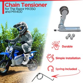 AlveyTech Silver Chain Tensioner with Spring for The Razor MX350, MX400 Dirt Rocket, & RSF350 Sports Bike - Replacement with Spring, Roller Adjuster, and Hardware (W15128050079)